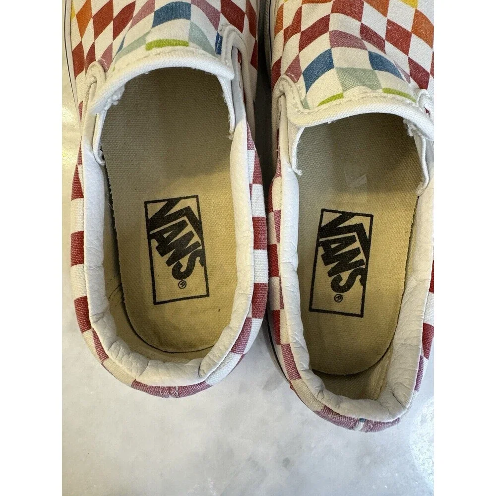 Vans Classic Slip-On Retro Rainbow Checkerboard Skateboard Shoes Sz 5.0W 3.5 Men